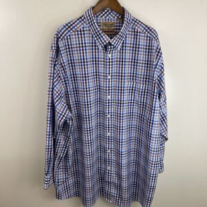 Roundtree & Yorke Gold Label Shirt Mens 4XT Tall 4X Multicolor Check Long Sleeve